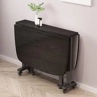 Drop-Leaf Klapptisch, klappbarer Esstisch platzsparend Holz rechteckig Drop Leaf Tisch mit verstellbaren beweglichen Rädern Schmetterling Tisch Runde Kante Design (Color : B, Size : 120 * 70cm)
