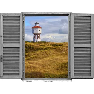 queence Wandtattoo Leuchtturm (1 St), Wandsticker, Wandbild, selbstklebend, 3D, Fenster beige