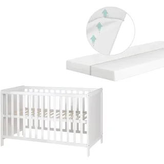 roba 2 in 1 Babybett Weiß 60 x 120 cm