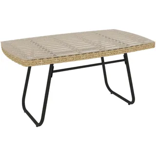 Outsunny Polyrattan Beistelltisch 90 x 50 x 45 cm Naturholz/Beige