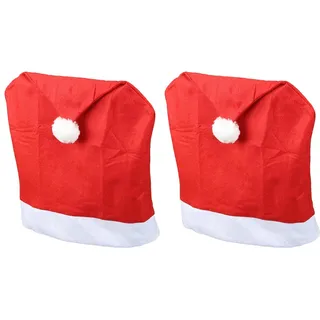 Novaliv Weihnachten Stuhlhussen 2er Set I Rot I Nikolausmütze I Stuhlbezug Weihnachtsdeko Weihnachtsmütze Stuhldeko Husse Stuhl Stuhlüberzug