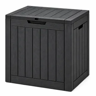 Koll Living Cubex Gartenbox 118 Liter | 100% wasserdicht | mit Belüftung, dadurch kein übler Geruch & Schimmel | moderne Holzoptik | Deckel belastbar bis 80 kg | kompakte Kissenbox 56 x 43 x 53 cm