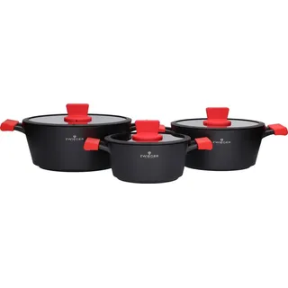 Zwieger Obsidian Topf-Set 8-tlg. Kochtopf + Pfanne + Glasdeckel