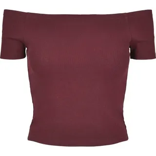 URBAN CLASSICS Off Shoulder Rib Tee - Rot