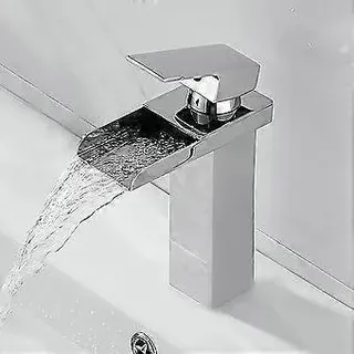 Schwarze Wasserfall-armatur Für Badezimmer, Hohe Wasserfall-waschtischarmatur, Moderne Waschtischarmatur, Einhebel-messingarmatur Mit Hohem Auslauf