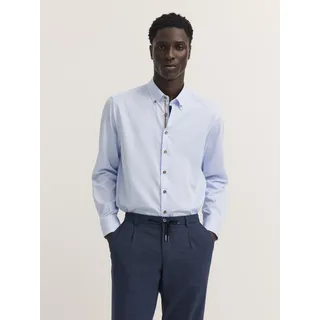 Bugatti Businesshemd "Easy-Care", Herren, Gr. XL, Normalgrößen, blau (320, hellblau), Satin, 100% Baumwolle, gestreift, normal, Hemden, gestreift mit Satin-Optik