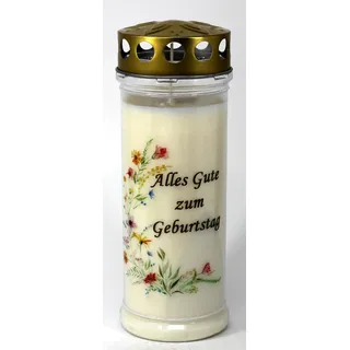 Kerzen Junglas - Grabkerze Geburtstag mit 7 Tagen Brenndauer, (3783), schöne Grablichter mit Motiv, Grabkerzen mit Deckel, Grabschmuck wetterfest, Trauerkerzen mit Spruch, Friedhofskerzen