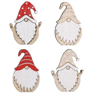Florists Products Weihnachtsmann Weihnachtswichtel Holz Streudeko selbstklebend 48 Stk 2x3,5cm, 48 Stü