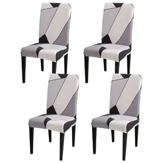 Vivi Idee Stuhlbezug Stuhlhussen 4/6er Set Spannbezug für Esszimmerstühle Schwingstuhl, Elastische Waschbar Hochzeit Büro Partys Deko grau|schwarz