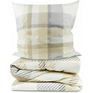 Beautissu Mira Biber Baumwolle Beige 155 x 220 cm + 80 x 80 cm