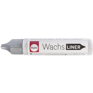 Rayher Hobby Rayher 31500610 Wachs-Liner, silber, Flasche 30 ml, zum Kerzen bemalen, Wachsstift, Flüssigwachs zum Malen direkt aus der Flasche, Brill.silber