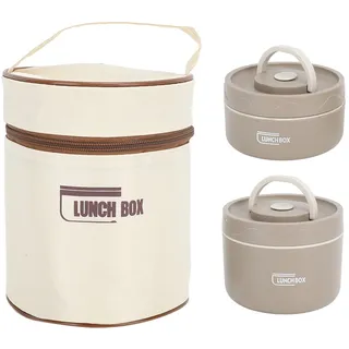 Thermo Lunchbox, Sealed Insulated Lunch Container 304 Edelstahl Thermo Box mit Thermotasche für Wärmeisolation, rundes Mittagessenbehälter (2 Karton)