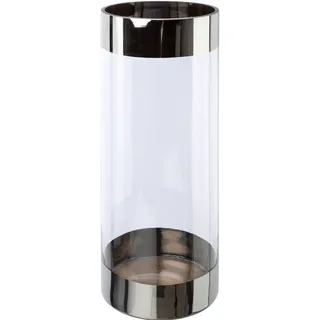 Bodenvase CREATIV DECO, transparent, H:40,00cm Ø:15,00cm, Glas, Vasen, mit silberfarbenen Absetzungen