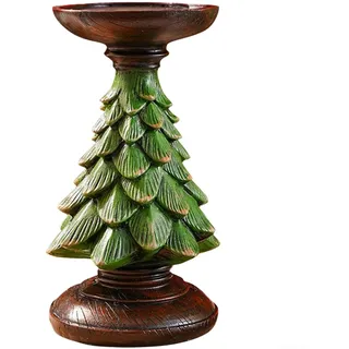 SiSinkal Weihnachtsbaum-Kerzenhalter aus Kunstharz, Größe S, 11,8 x 7,9 cm, für Feiertage, Esstisch, Kamindekoration (grün, M)