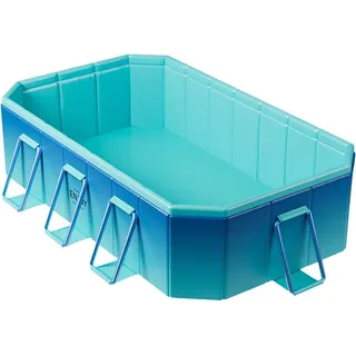 Generisch Familienpool Planschbecken Faltbar – Nicht Aufblasbares Schwimmbecken für Haustiere & Erwachsene, Tragbare Badewanne mit Schnell-Entfaltung, 2.6 Meter