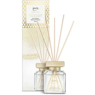 ipuro - Essentials Raumduft TIME TO GLOW 100ml / Raumerfrischer mit exotischem Kaschmirholz & Tonkabohne, orientalisches Blumiges Duft Aroma/Diffuser mit Stäbchen/Lufterfrischer für die Wohnung