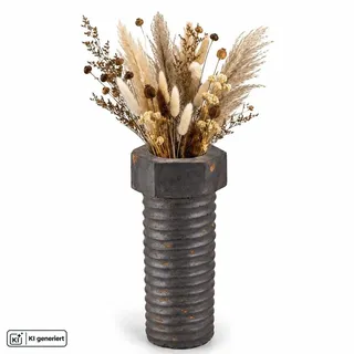 Deko Vase Wandvase zum Aufhängen Blumenvase 22cm Grau Trockenblumen Schraube - Silber