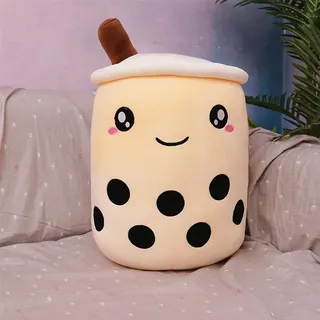 360Home Bubble Tea Perlen Milch Tee Kissen Plüschtier Kissen  Beige 35cm