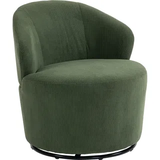 HOMCOM Sessel Drehbar Loungesessel mit Breitem Sitz Moderner Polstersessel mit Geschwungene Rückenlehne und Dicker Polsterung Relaxsessel mit Cord-Optik für Wohnzimmer, Schlafzimmer, Grün   Aosom