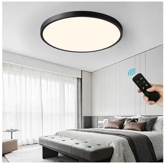 JDONG LED Deckenleuchte Flach Dimmbar mit Fernbedienung 40/50/60cm Schwarz/Weiß Deckenlampe, LED fest integriert, Ultra Dünn 2.5cm Wohnzimmerlampe decke,3000K-6500K, für Schlafzimme Wohnzimmer Kinderzimmer schwarz Ø 60 cm