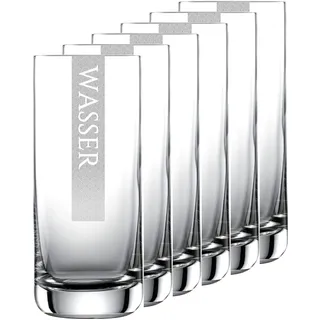Miriquidi Wasserglas 6er Set Serie COOLGLAS WASSER | 0,33l Schott Glas | Spülmaschinenfest durch Lasergravur| Gläser für Cola 6 Stück