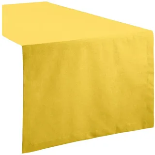 REDBEST Tischdecke Tischläufer "Seattle", Baumwolle Uni gelb 40 cm x 170 cm