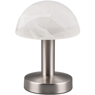 TRIO Leuchten Tischlampe FYNN, Weiß - Glas - Nickel - H 21 cm - Touchfunktion