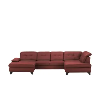Lounge Collection Wohnlandschaft Leder  Jona , rot , Maße (cm): B: 368 H: 100 T: 194.0
