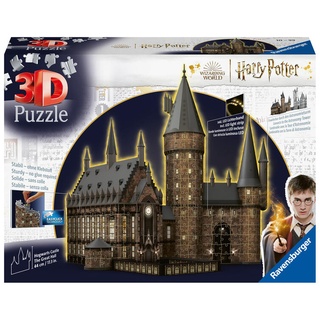 Ravensburger 3D Puzzle 11550 - Harry Potter Hogwarts Schloss - Die Große Halle - Night Edition - die beleuchtete Great Hall des Hogwarts Castle fü...