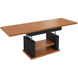 designimpex Couchtisch DA-666 höhenverstellbar ausziehbar 120/200 cm Esstisch Wohnzimmer, Funktionstisch, Wohnzimmertisch, Tisch, Esstisch, Sofatisch, Schublade rot|schwarz