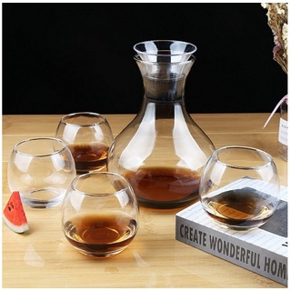 Rungassi Karaffe Karaffe mit 4 Gläser 335ml Wasser Cognac Whisky-Gläser G02 weiß