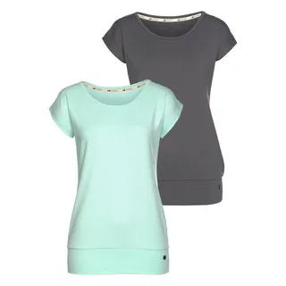Ocean Sportswear Yoga & Relax Shirt Soulwear - Essentials Yoga Shirts (Packung, 2er-Pack) leicht überschnittene Schultern, längerer Schnitt grau 44