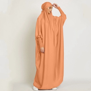Ramadan Einteiler Abaya Gebetskleid Dubai Weiches Satin muslimisches Hijab Kleid Jilbab Robe Islam Kleidung Djellaba Femme Niqab Burka