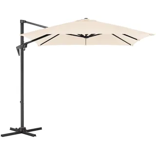 ACAZA Ampelschirm Verstellbar 250x250cm Quadratisch - Windsicherung – Neigbar und kippbar - für Garten und Terrasse – Höhe 255cm – mit Aluminiumgestell - UV-Schutz – 360° drehbar – Elfenbein - 250 x 250 cm