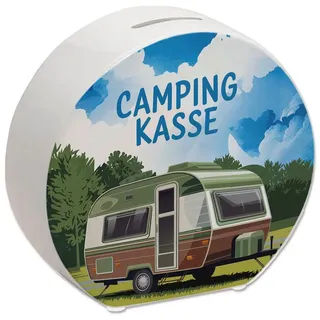 speecheese Spardose Wohnwagen auf Feld - Camping Kasse Spardose