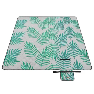 SONGMICS Picknickdecke, Wasserdicht, Gepolstert, 200 x 200 cm | Stranddecke Sandfrei, 4 Schichten, Tragbar, Strandurlaub, Grau, Tommi Kollektion GCM001G02