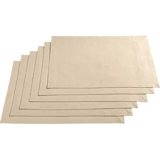 REDBEST Tischset, Platzset, Untersetzer Uni 6er-Pack Seattle, 100% Baumwolle beige Größe 30x45 cm - Robustes, glattes Gewebe, mit hochwertigem Kuvertsaum