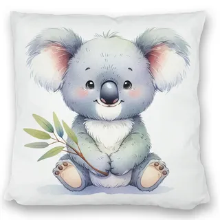 speecheese Sitzender Koala Kissen satiniert Niedliches Koala-Kissen satiniert Dasitzendes süßes Tiermotiv Beuteltier aus Australiens Fauna Kinderzimmer Wohn-Deko