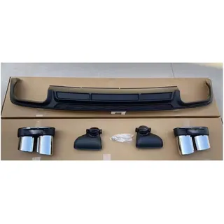 Heckdiffusor Für A6 S6 Für SLINE C8 2019 2020 2021 ABS HECKSTOßSTANGE STAMM Lip Spoiler DIFFUSOR Mit Auspuff Tipps(Silver Exhaust Pipe)