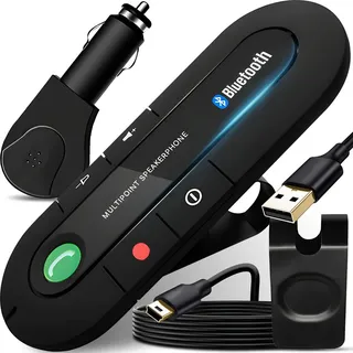 Bluetooth 5.0 Auto Freisprecheinrichtung Lautstärkeregler KFZ Musik Freisprechanlage Akku Freisprechanlage Sonnenblende iPhone Samsung Retoo - Schwarz