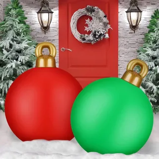 2Pcs Aufblasbare Weihnachtskugeln, 60cm Groß Weihnachtskugeln Outdoor Aufblasbar