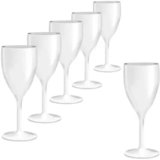 DoimoFlair Weinglas aus Kunststoff Weinbecher Plastik Weißweinglas Rotweinglas Weiß 34 cl. Set 6 Stück