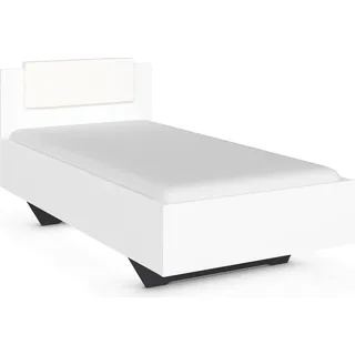 Rauch Bett Einzelbett Komfortbett Schlafzimmer für kleine Räume MAIKA (Liegefläche: 100x200 cm, Bettseitenhöhe 47 cm), schwebende Optik mit abnehmbarer Polsterauflage MADE IN GERMANY weiß