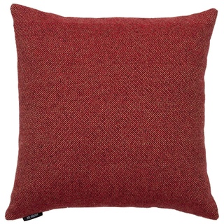 McAlister Textiles Herringbone Tweed | Sofakissen mit Füllung in Rot | 43 x 43 cm | traditionelles gewobenes Fischgräten-Muster | gefülltes Deko Kissen für Sofa, Bett, Couch