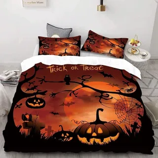 igyhuij Bettwäsche 135x200 Halloween, 3D Halloween Bettwäsche-Sets Winter Weich Kuschelige Mikrofaser Bettwaren 1 x Bettbezug mit 2 x Kissenbezug 80x80 cm mit Reißveschluss