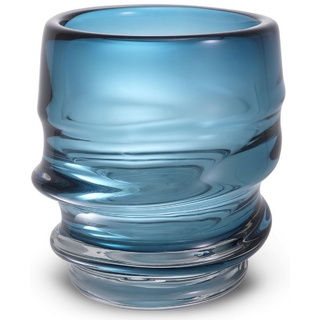Casa Padrino Luxus Deko Glas Vase Blau Ø 22 x H. 24 cm - Elegante mundgeblasene Blumenvase - Luxus Deko Accessoires