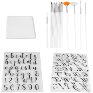 Kueohse Alphabet Kuchen Stempel Werkzeuge, Buchstaben Fondant Stempel mit Dekorationspinsel, Zahlen Fondant Form für Dekorieren Von Kuchen
