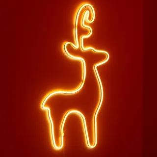 LED Wandleuchte Rentier Warmweiß mit Timer Neon Licht Lampe Schild Wanddeko Deko