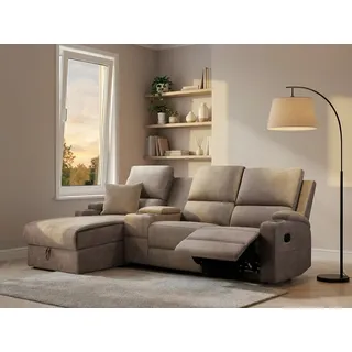OTTO home Ecksofa NAPORI Mikrofaser 3er Kinosessel XXL L-Form Grau