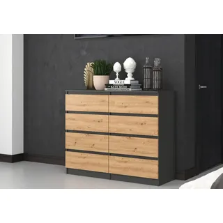 home collective Kommode, Schlafzimmer Flur, Schrank, Sideboard, Highboard mit 8 Schubladen, Breite 120 cm Höhe 97 | Anthrazit Artisan